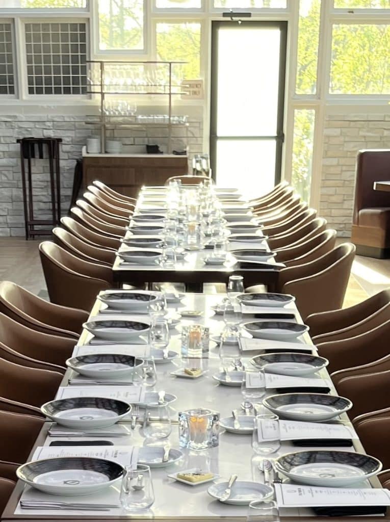An organized long table setting